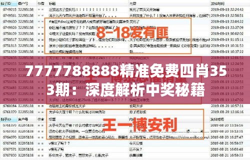 7777788888精準(zhǔn)免費(fèi)四肖353期：深度解析中獎秘籍