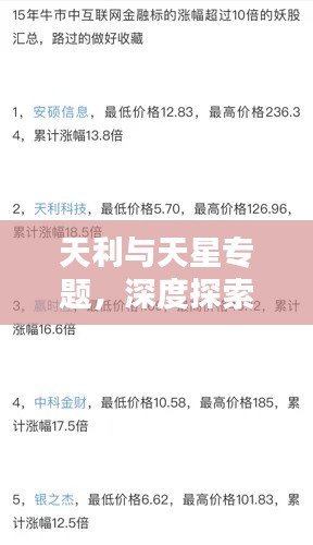 天利與天星專題，深度探索與廣度解析