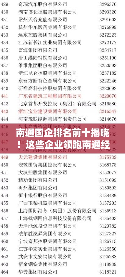 南通國企排名前十揭曉！這些企業(yè)領(lǐng)跑南通經(jīng)濟！