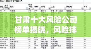 甘肅十大風(fēng)險(xiǎn)公司榜單揭曉，風(fēng)險(xiǎn)排名及企業(yè)概況全解析