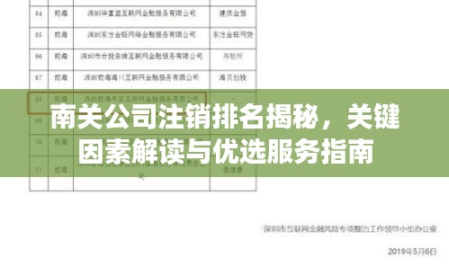 南關(guān)公司注銷排名揭秘，關(guān)鍵因素解讀與優(yōu)選服務(wù)指南