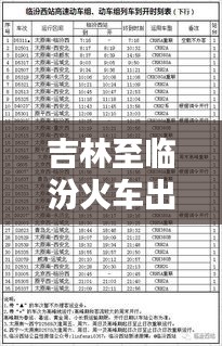 吉林至臨汾火車(chē)出行攻略，最新行程指南