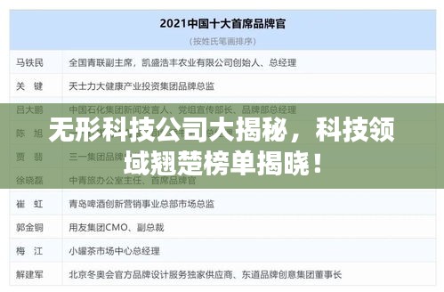 無形科技公司大揭秘，科技領域翹楚榜單揭曉！