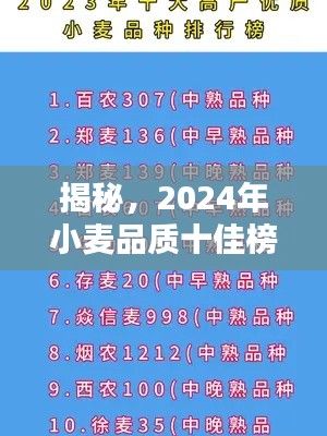 揭秘，2024年小麥品質(zhì)十佳榜單解析