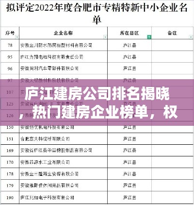 廬江建房公司排名揭曉，熱門建房企業(yè)榜單，權(quán)威排名不容錯(cuò)過！