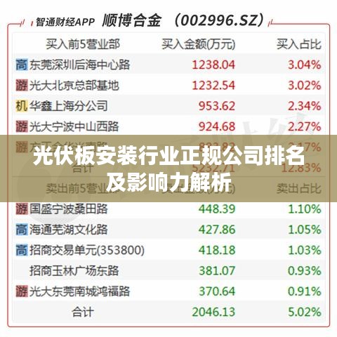 光伏板安裝行業(yè)正規(guī)公司排名及影響力解析