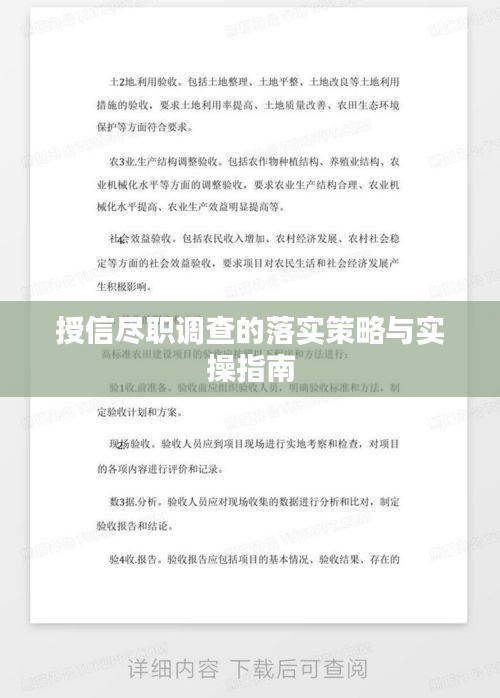 授信盡職調(diào)查的落實策略與實操指南