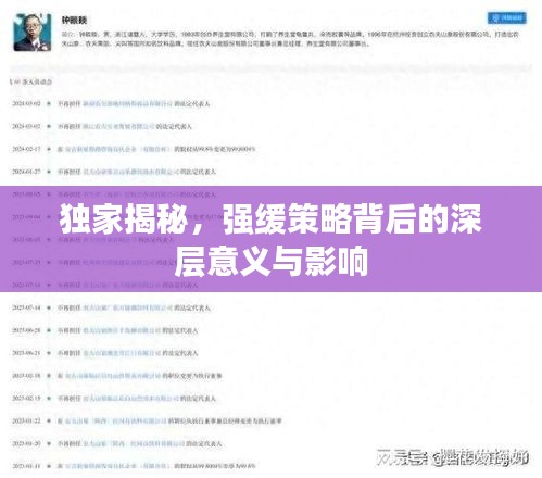 獨(dú)家揭秘，強(qiáng)緩策略背后的深層意義與影響